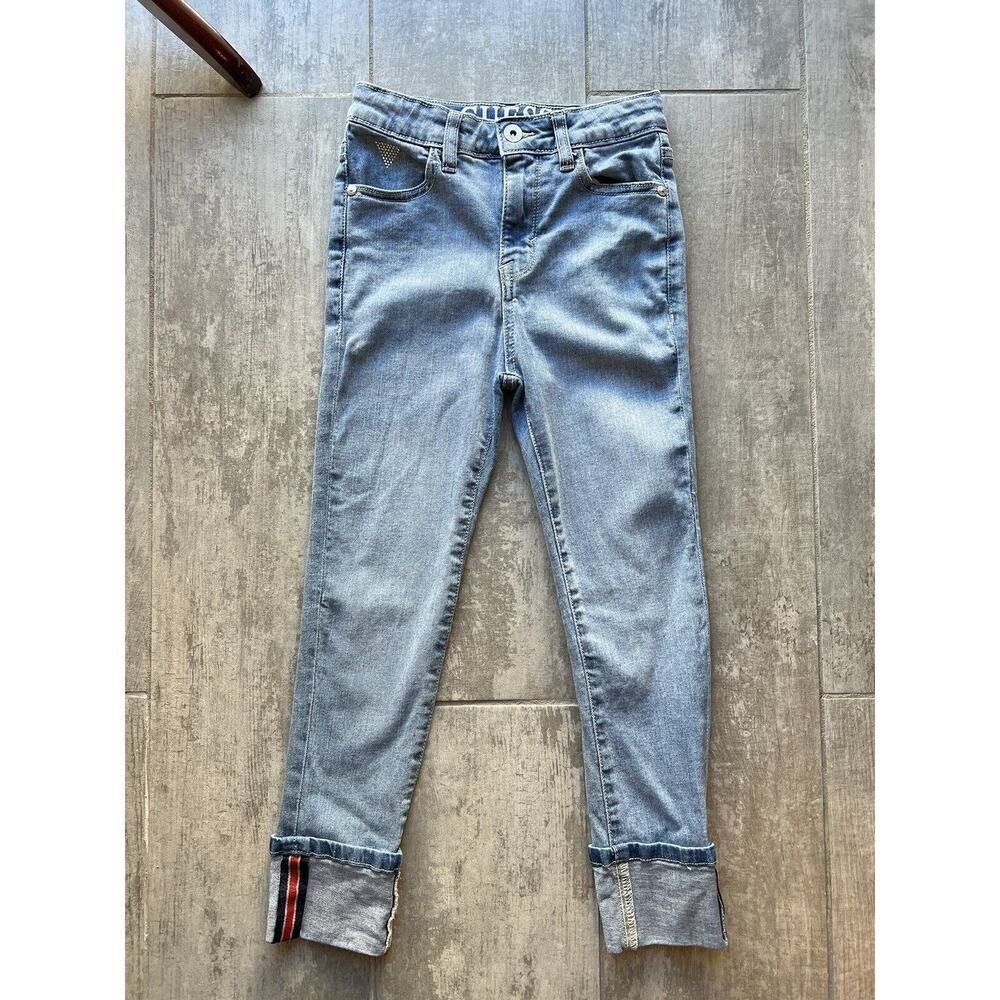 GUESS Denim Jeans Girls Skinny Leg Rolled Cuff Stretch Adjustable Waist NEW 7